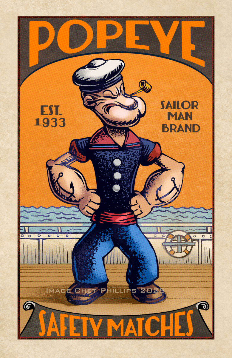 Popeye 5 x 7 Matchbox Print – ChetArt
