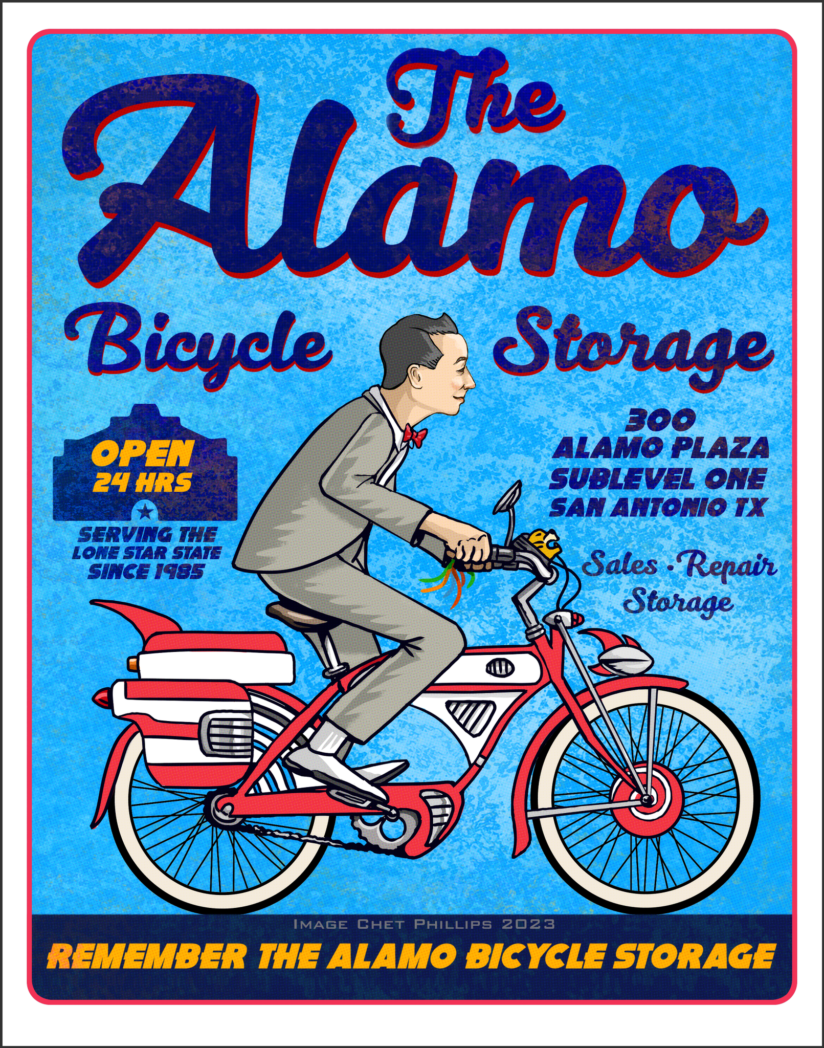 The Alamo Bicycle Storage 11 x 14 signed print