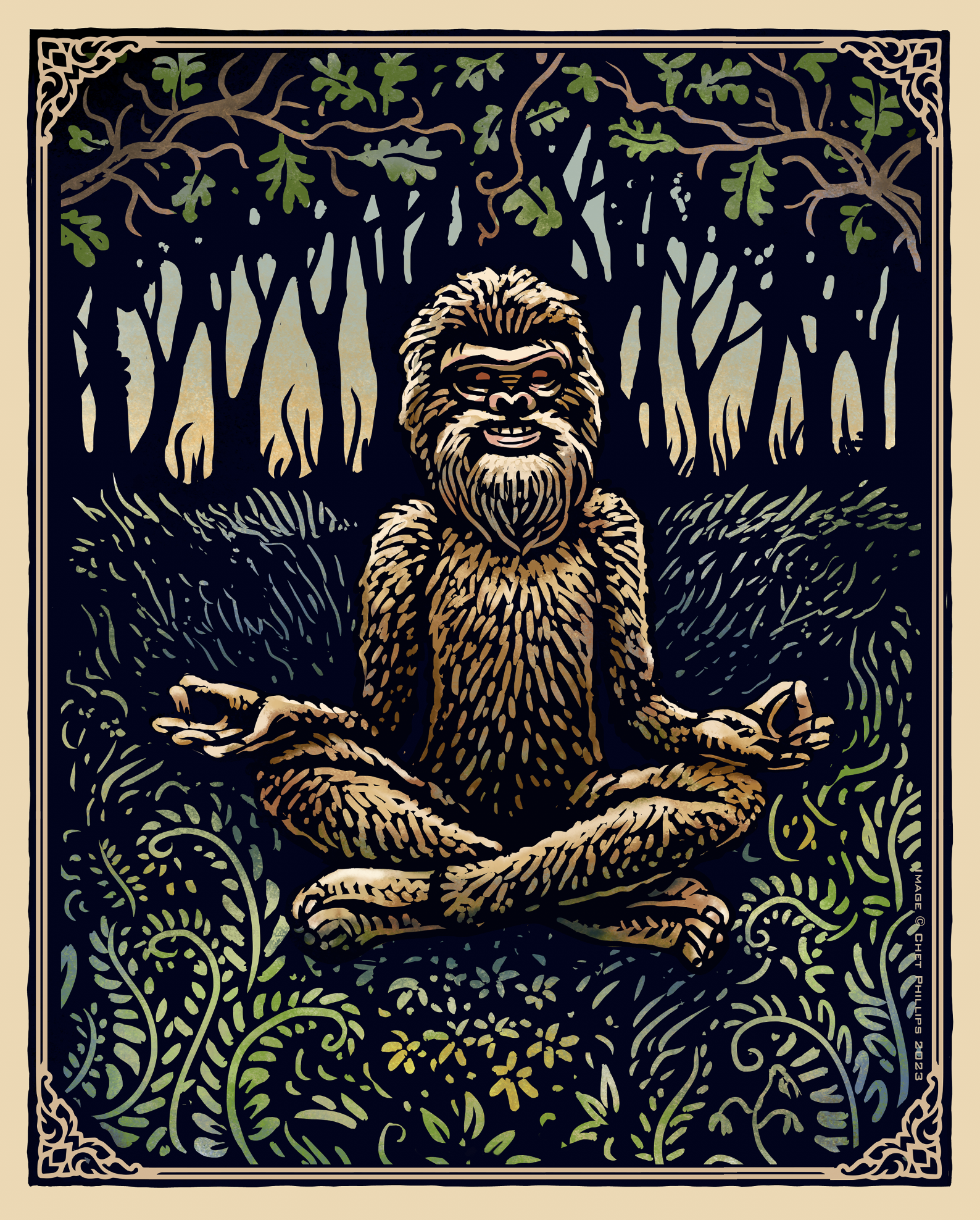 輝く高品質な Bigfoot Zen ChetArt – print signed 10 x 8 絵画