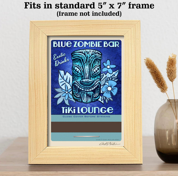 Blue Zombie Bar 5 x 7 matchbook print