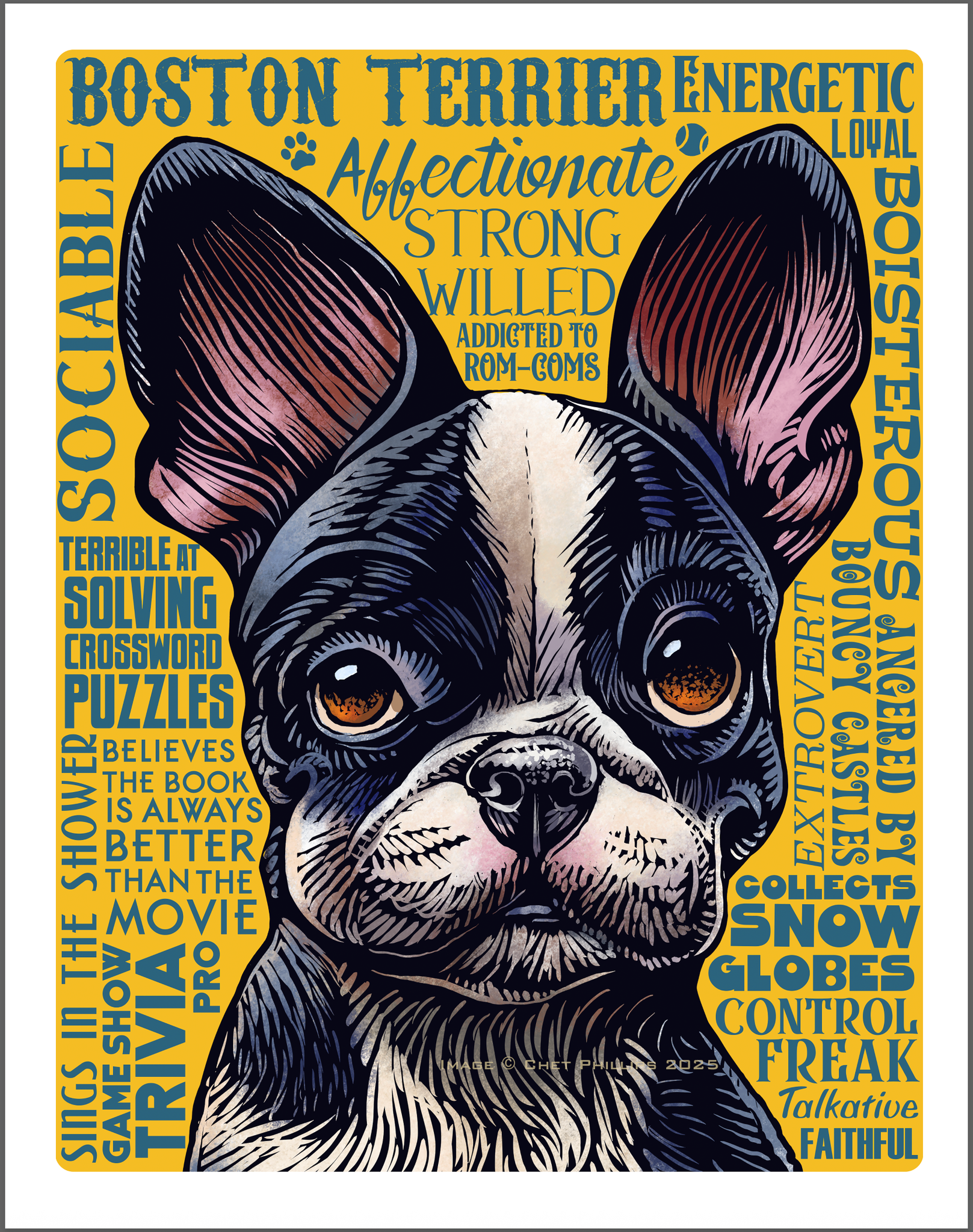 Boston Terrier- 11 x 14 Print- Good Dog A'Mighty series