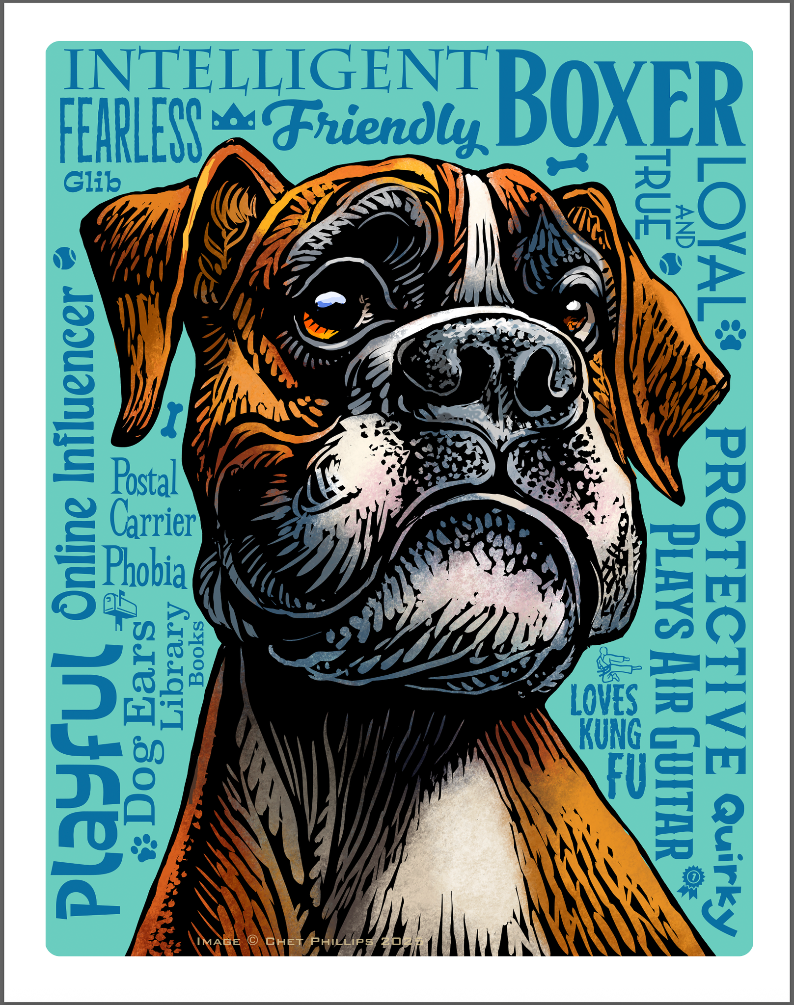 Boxer- 11 x 14 Print- Good Dog A'Mighty series