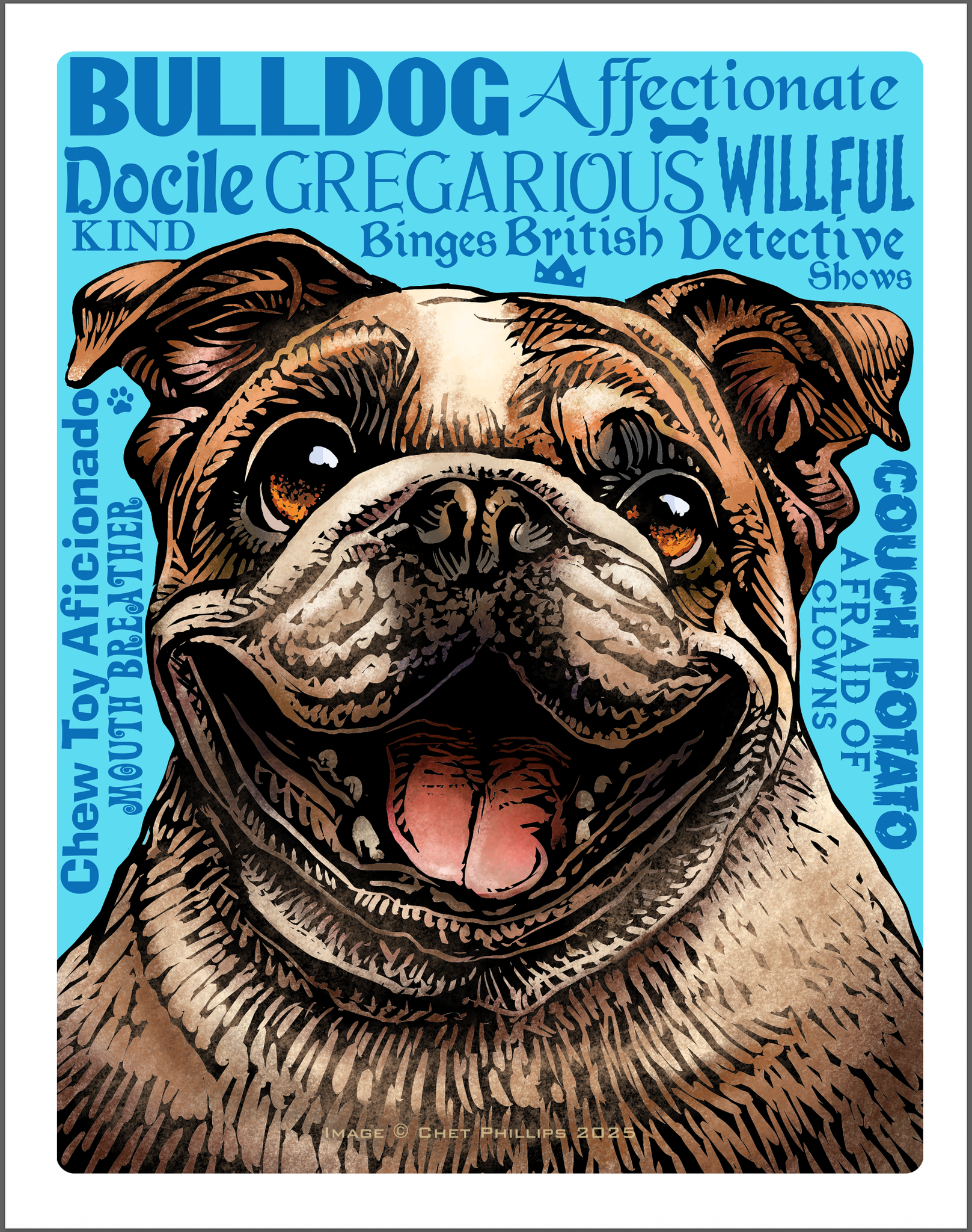 Bulldog 11 x 14 Print- Good Dog A'Mighty series