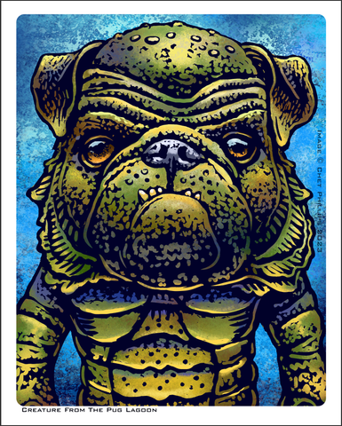 Classic Monsters- Creature From the Pug Lagoon- 8 x 10 signed print