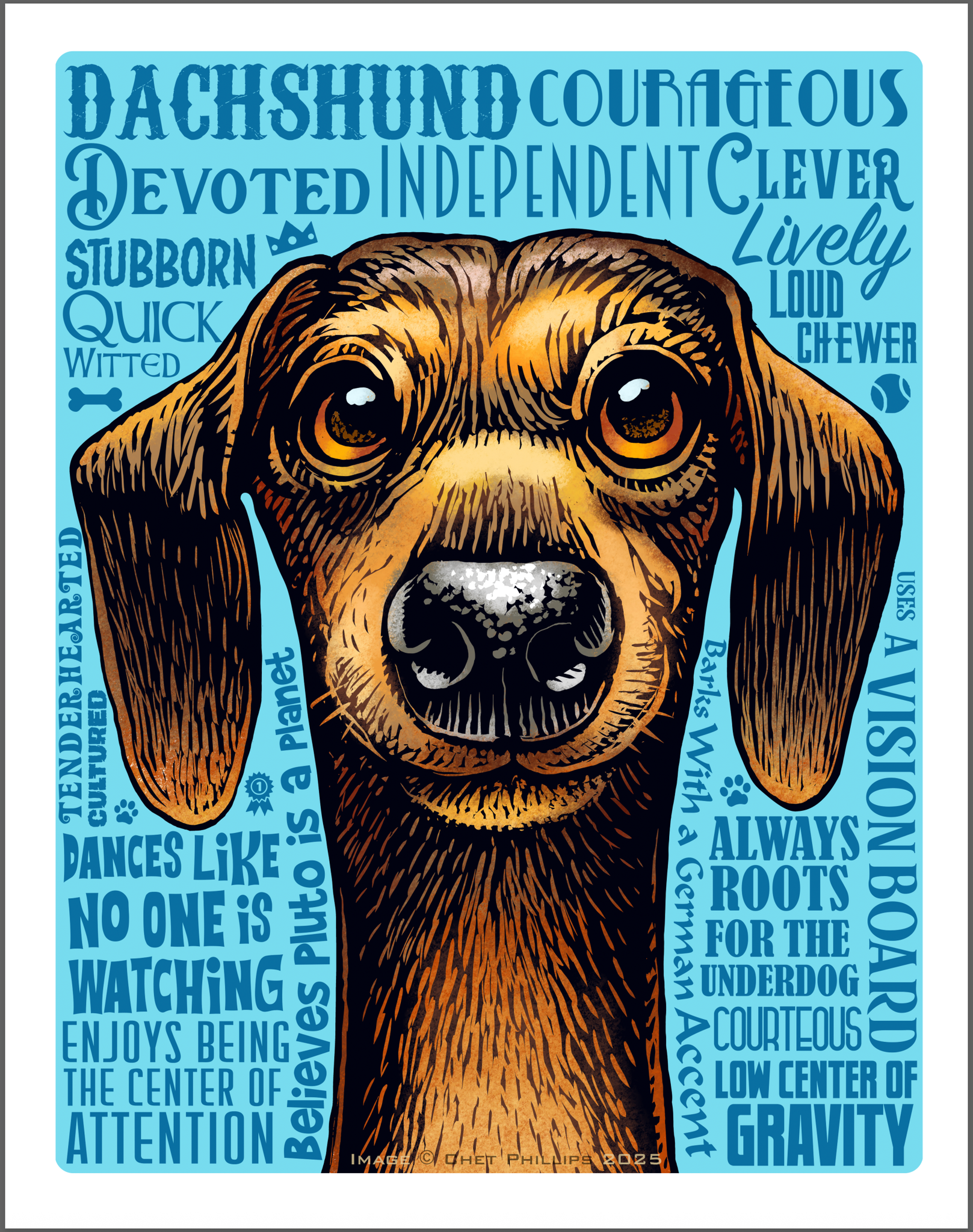 Dachshund- 11 x 14 Print- Good Dog A'Mighty series