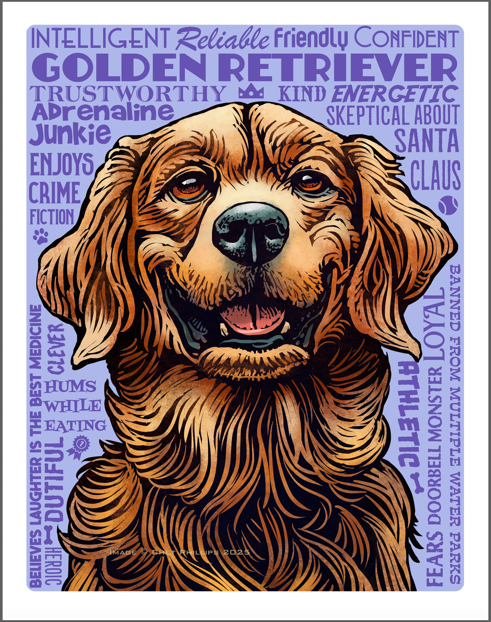 Golden Retriever 11 x 14 Print- Good Dog A'Mighty series