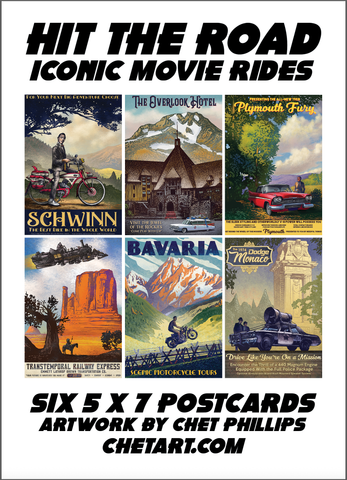 Hit the Road: Iconic Movie Rides Postcard Set