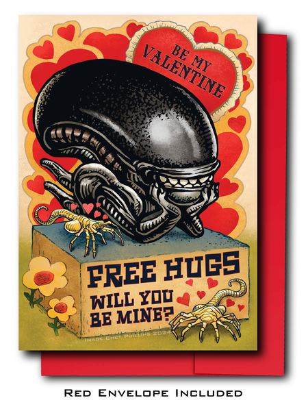 Free Hugs 5 x 7 Valentine's Day Card with envelope