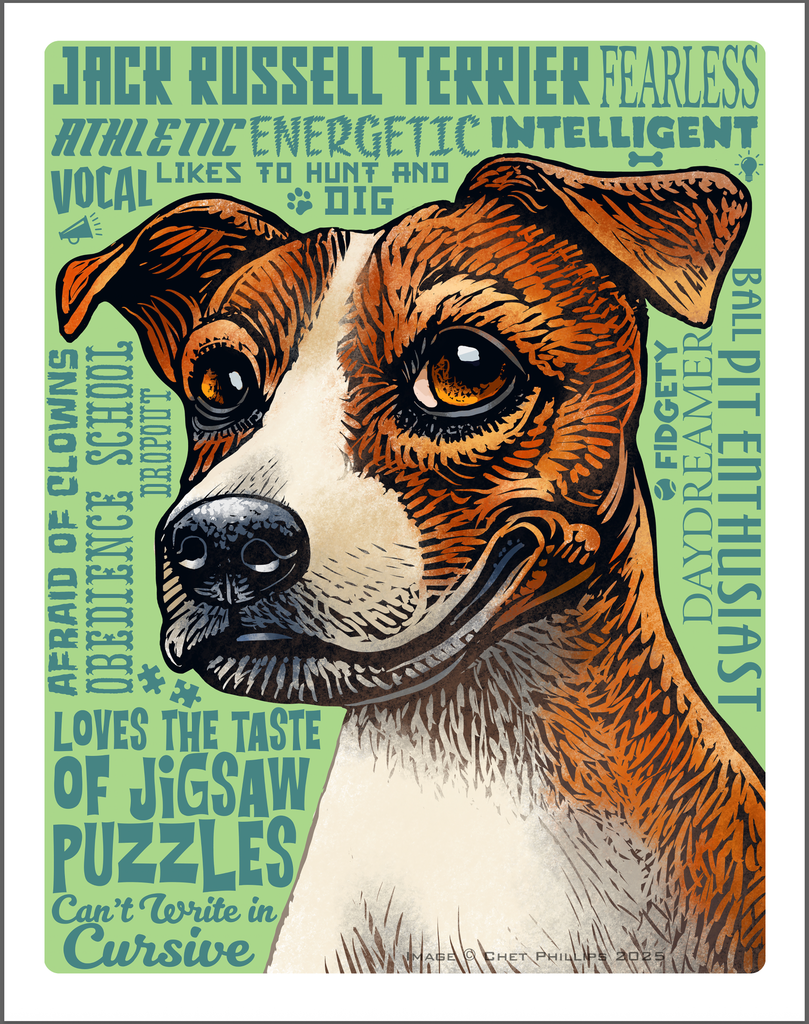 Jack Russell Terrier- 11 x 14 Print- Good Dog A'Mighty series