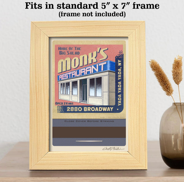 Monk's Restaurant 5 x 7 matchbook print