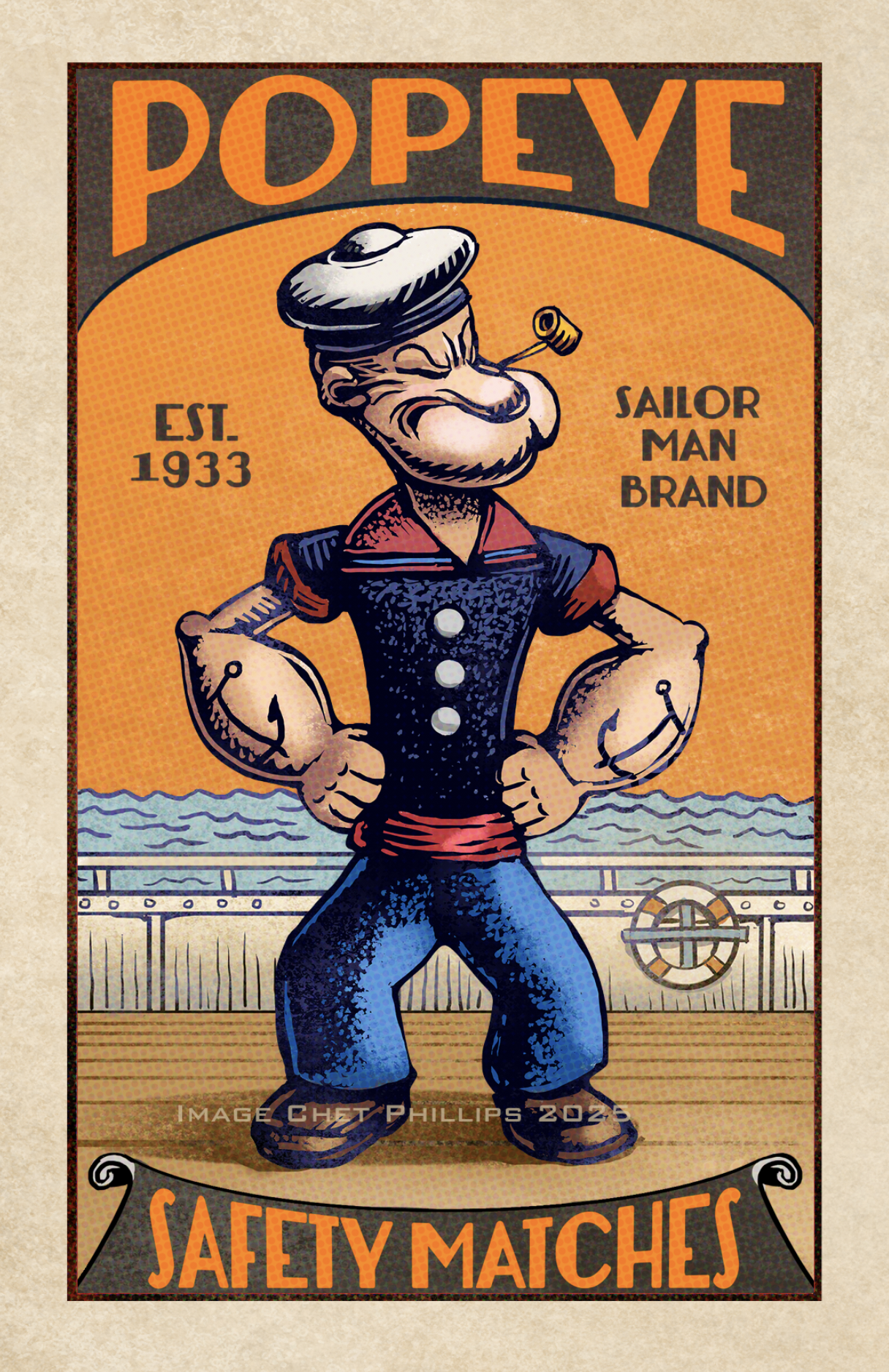 Popeye 5 x 7 Matchbox Print