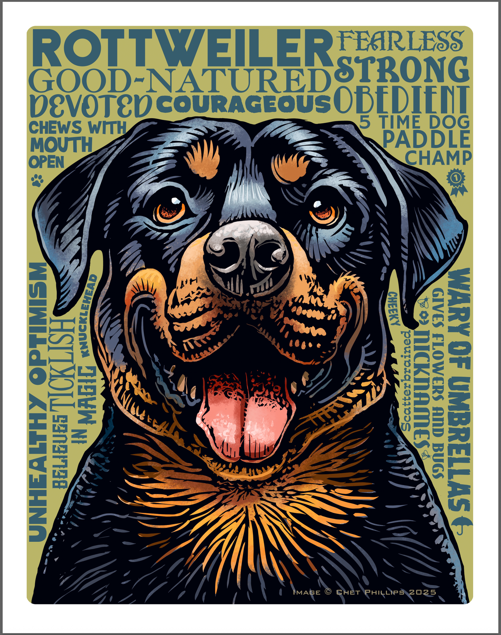 Rottweiler- 11 x 14 Print- Good Dog A'Mighty series