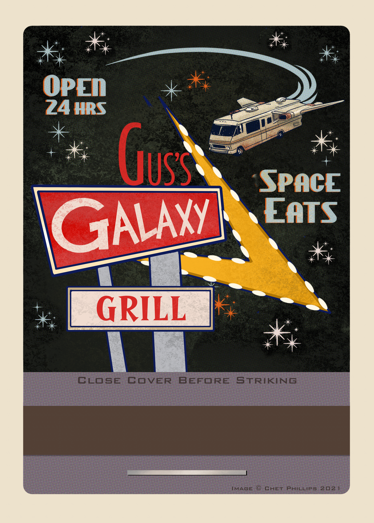 Gus's Galaxy Grill 5 x 7 matchbook print (Copy)