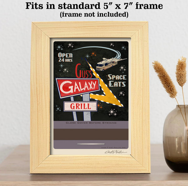 Gus's Galaxy Grill 5 x 7 matchbook print