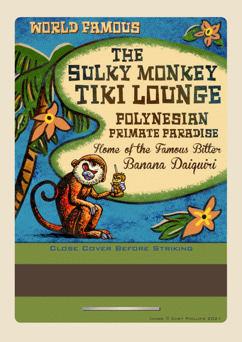 Sulky Monkey Tiki Lounge 5 x 7 matchbook print