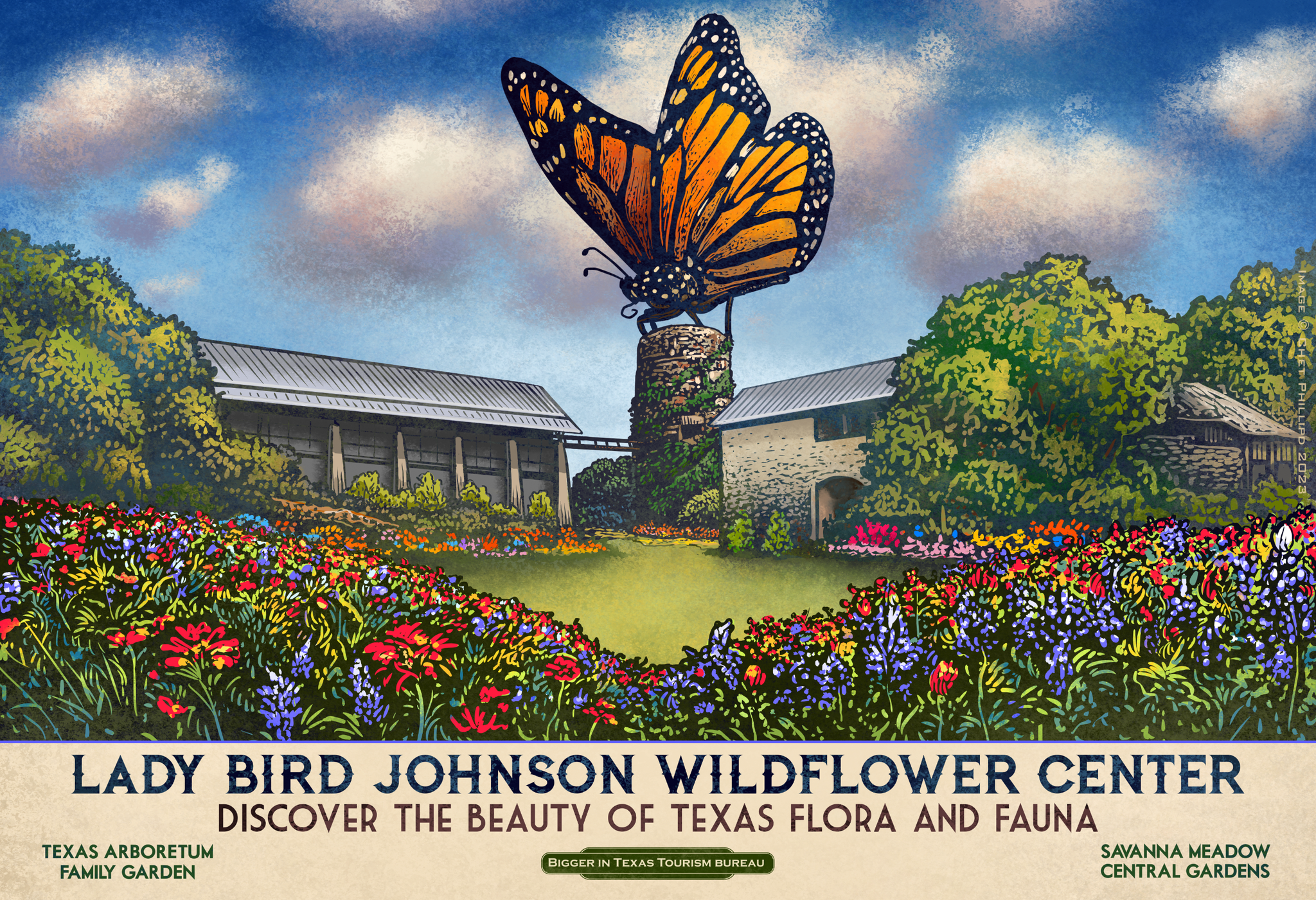 Lady Bird Johnson Wildflower Center- Texas Fantasy Travel 13 x 19 print