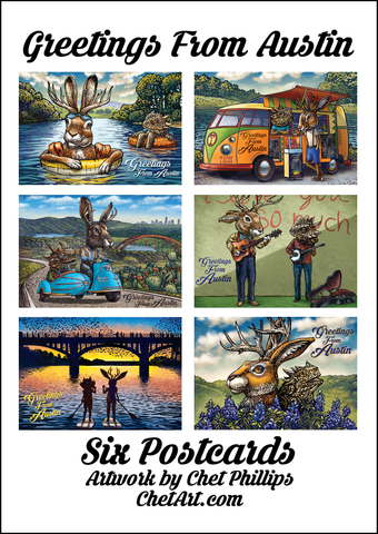 Greetings From Austin Postcard Set- 6 postcards