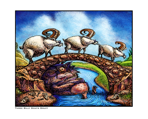 Three Billy Goats Gruff- 8" x 10" print