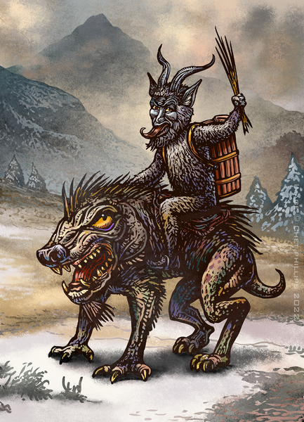 Krampus and the Chupacabra 5 x 7 greeting card with envelope