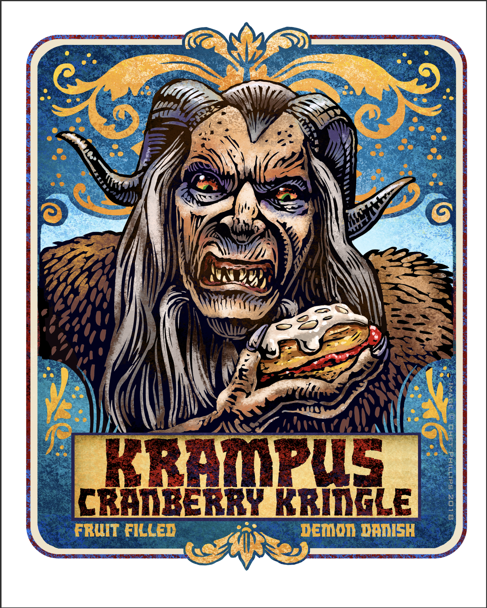 Krampus Cranberry Kringle 8 x 10 signed print