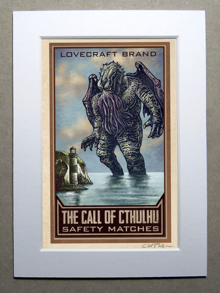 Lovecraft Call of Cthulhu Brand 5" x 7" matted Matchbox print