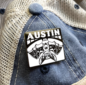 Austin Bat Enamel Cloisonne Pin 1.5" wide
