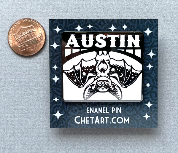 Austin Bat Enamel Cloisonne Pin 1.5" wide