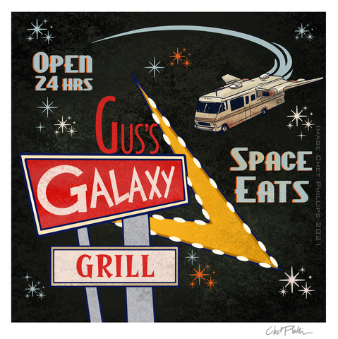 Gus's Galaxy Grill Matchbook Art Print