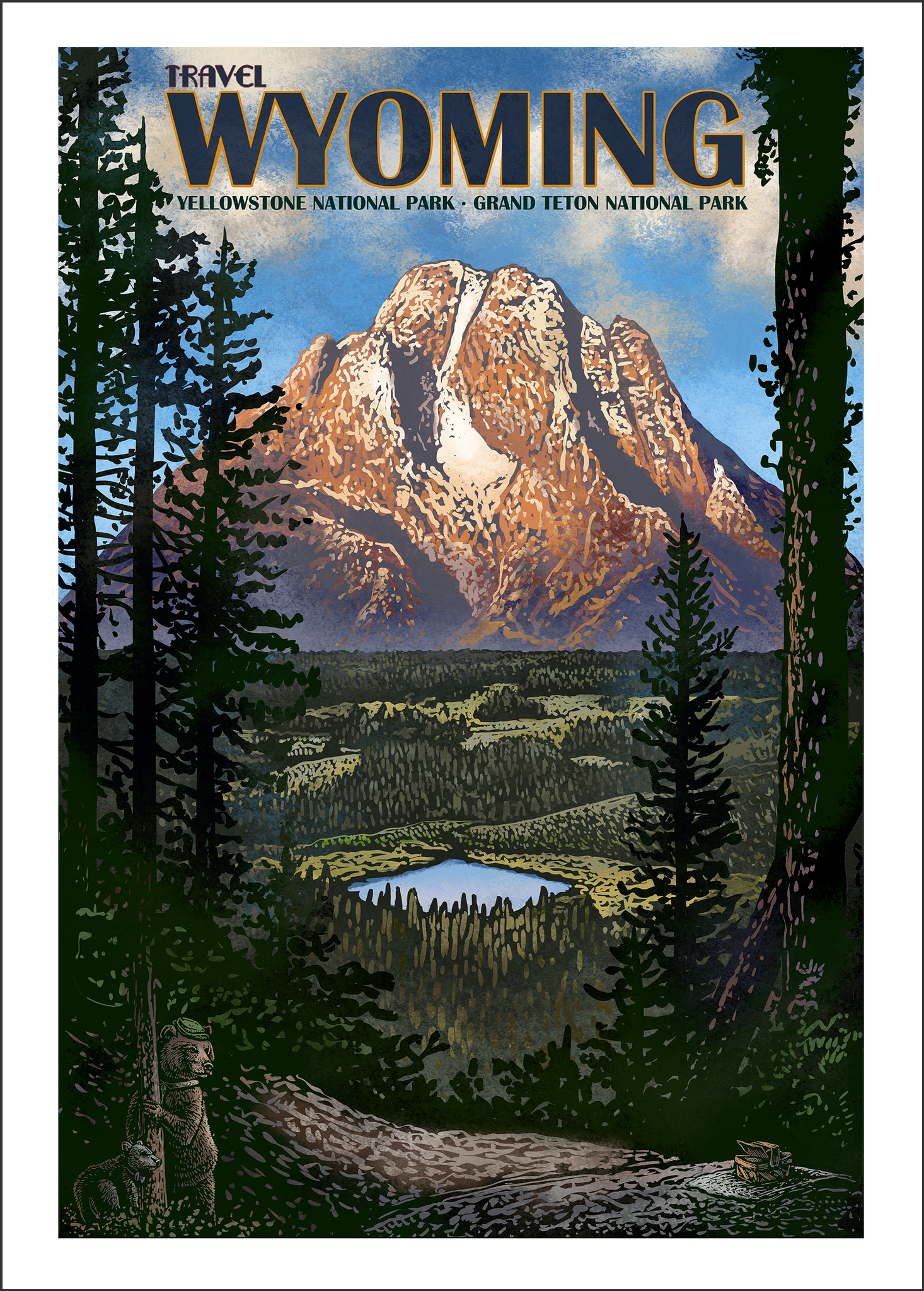 Wyoming Travel Jackalope 5" x 7" print
