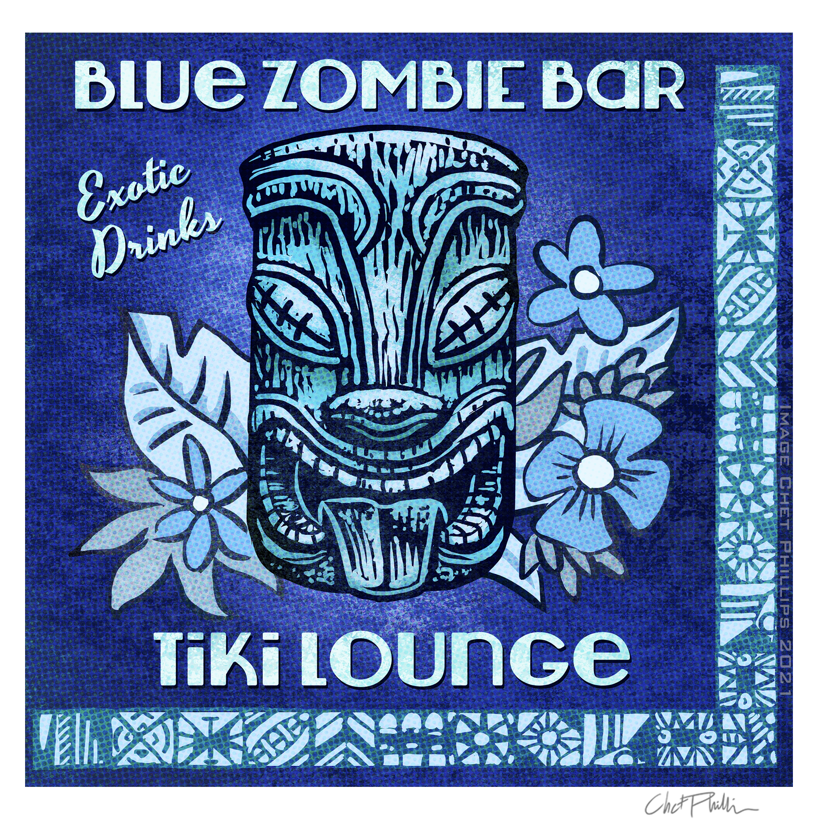 Blue Zombie Matchbook Art Print