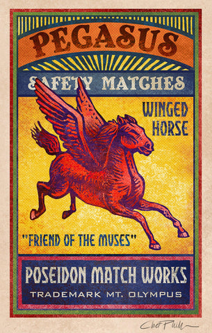 Pegasus Brand 5" x 7" matted Matchbox print