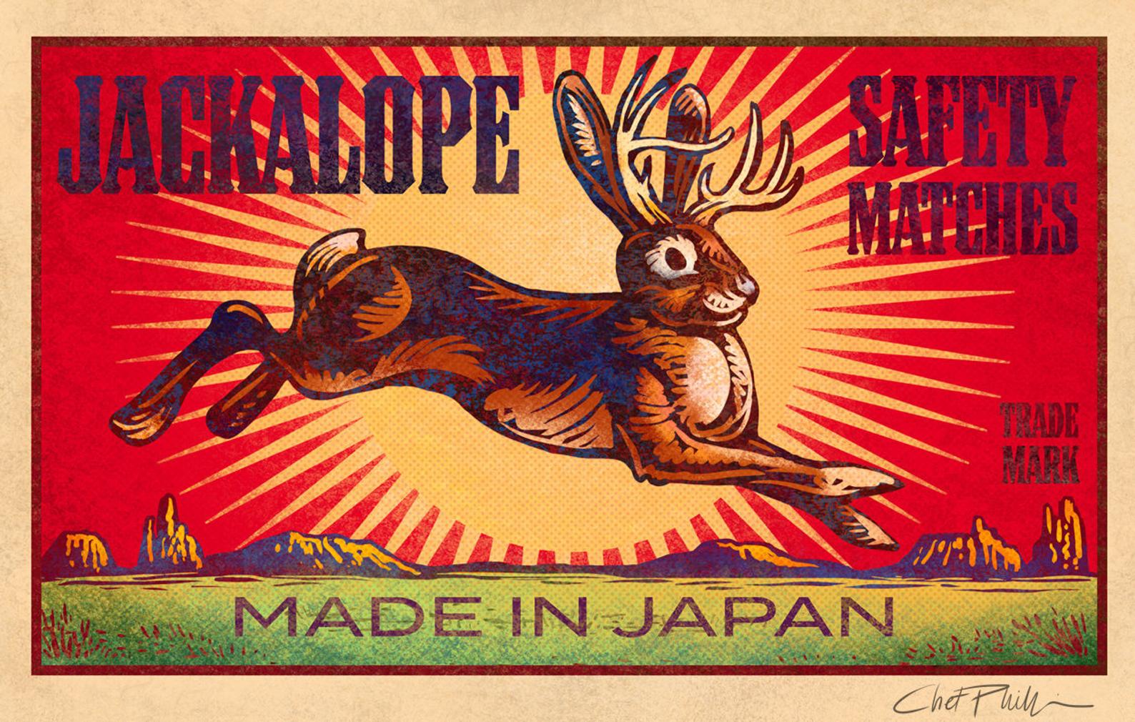 Jackalope Brand 5" x 7" matted Matchbox print