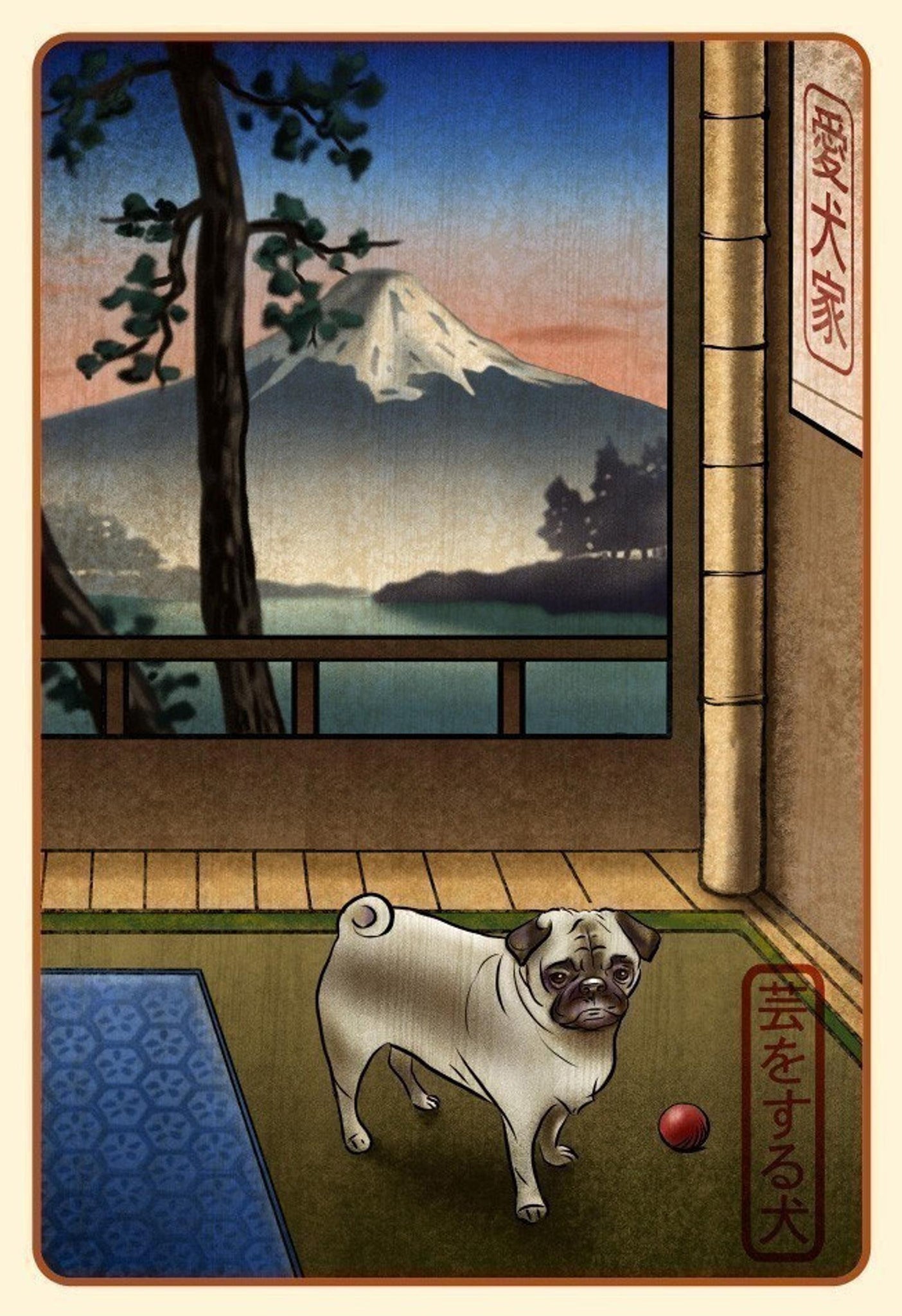 Pug Japanese Styled Print
