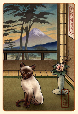 Siamese Cat Japanese Styled Print