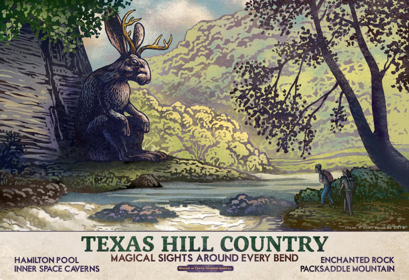 Texas Hill Country- Fantasy Texas Travel Poster