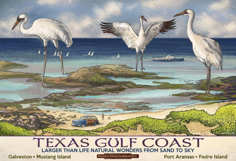 Texas Gulf Coast - Fantasy Texas Travel Poster