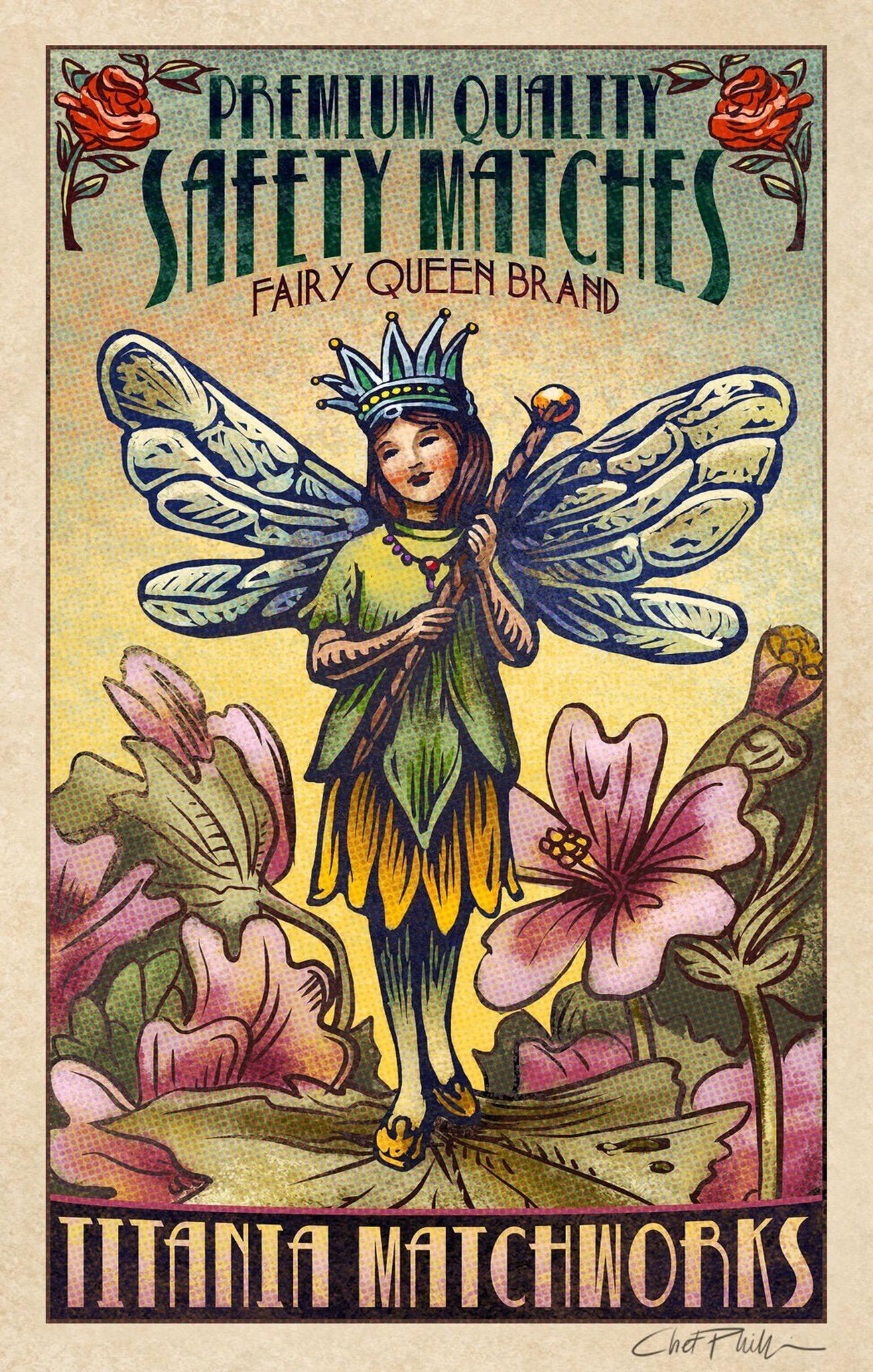 Fairy Queen Brand 5" x 7" matted Matchbox print