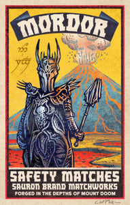 Mordor Brand 5" x 7" matted Matchbox print