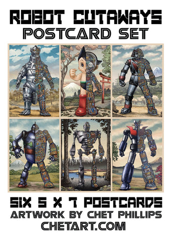 Robot Cutaways Postcard Set- 6 postcards