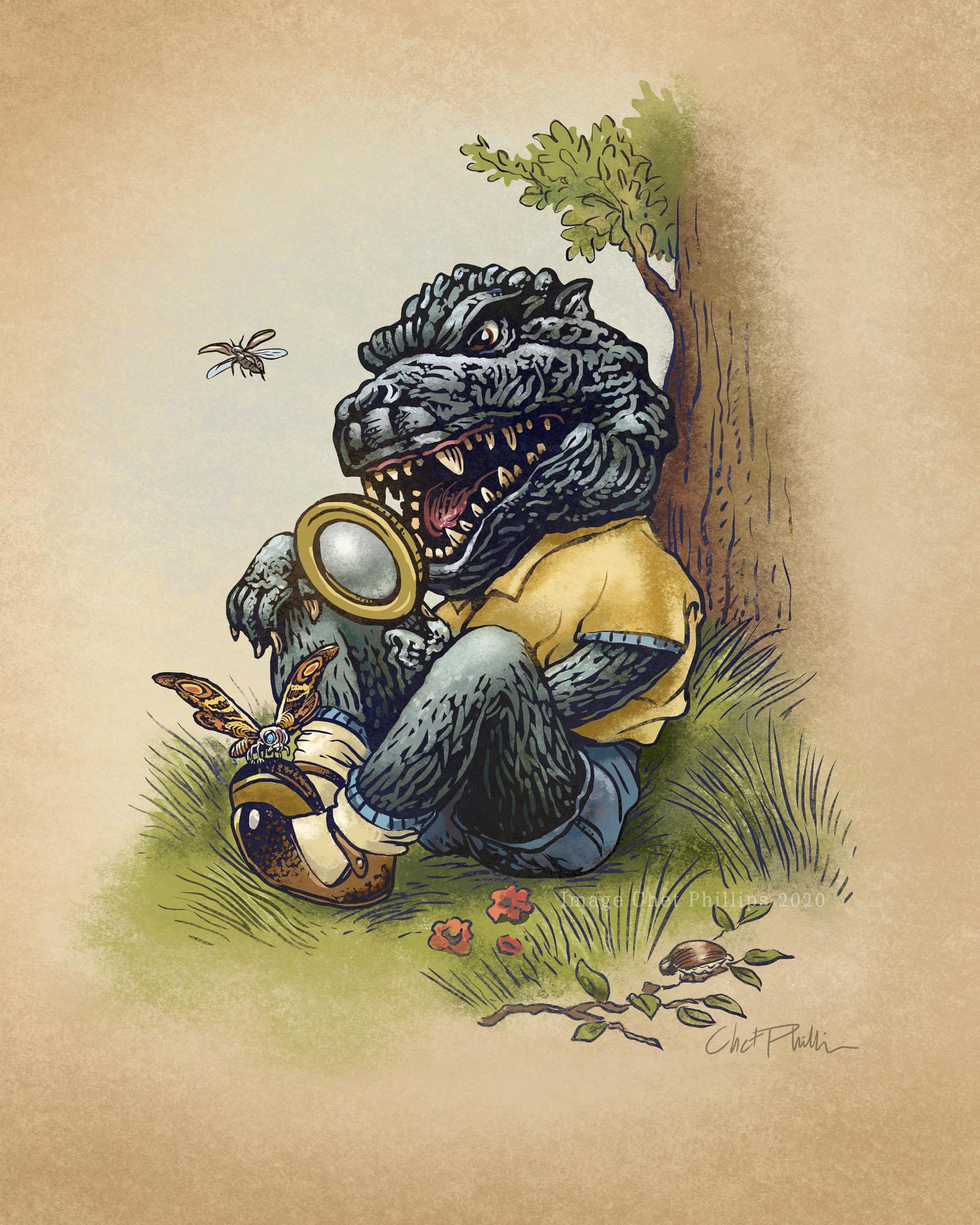 Little Kaiju Bug Collector signed 8" x 10" print