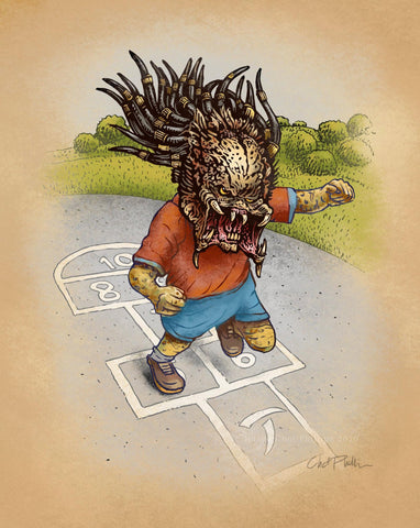 Little Predator Plays Hopscotch signed 8" x 10" print