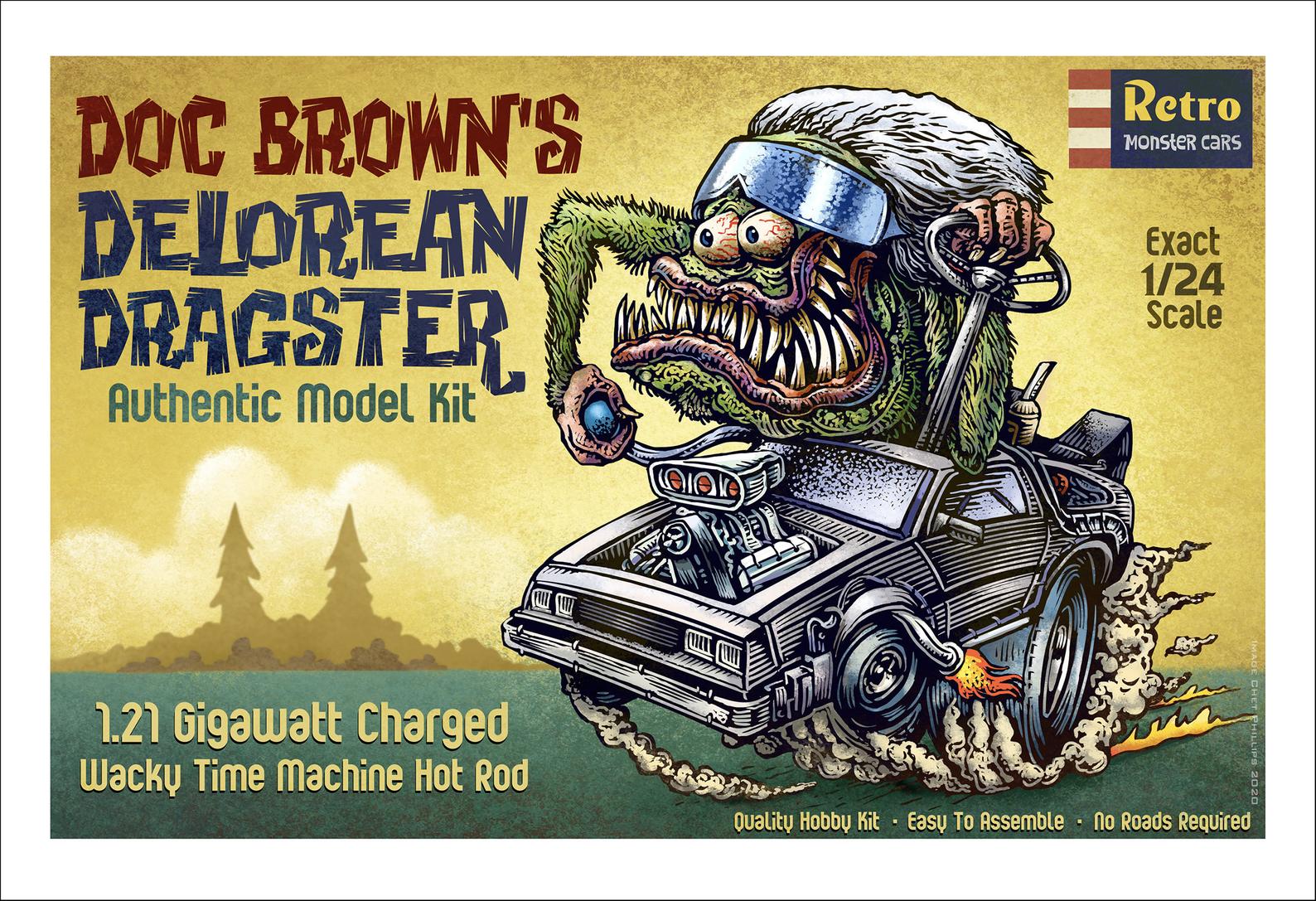 Doc Brown's Delorean Dragster- Limited Edition Print