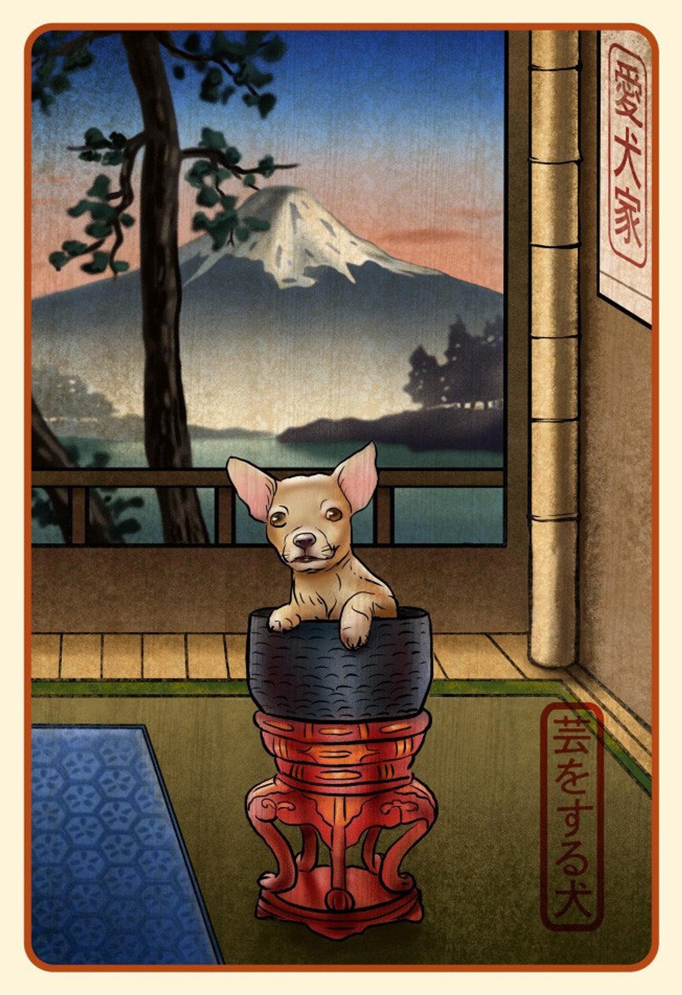Chihuahua Tan- Japanese Styled Print