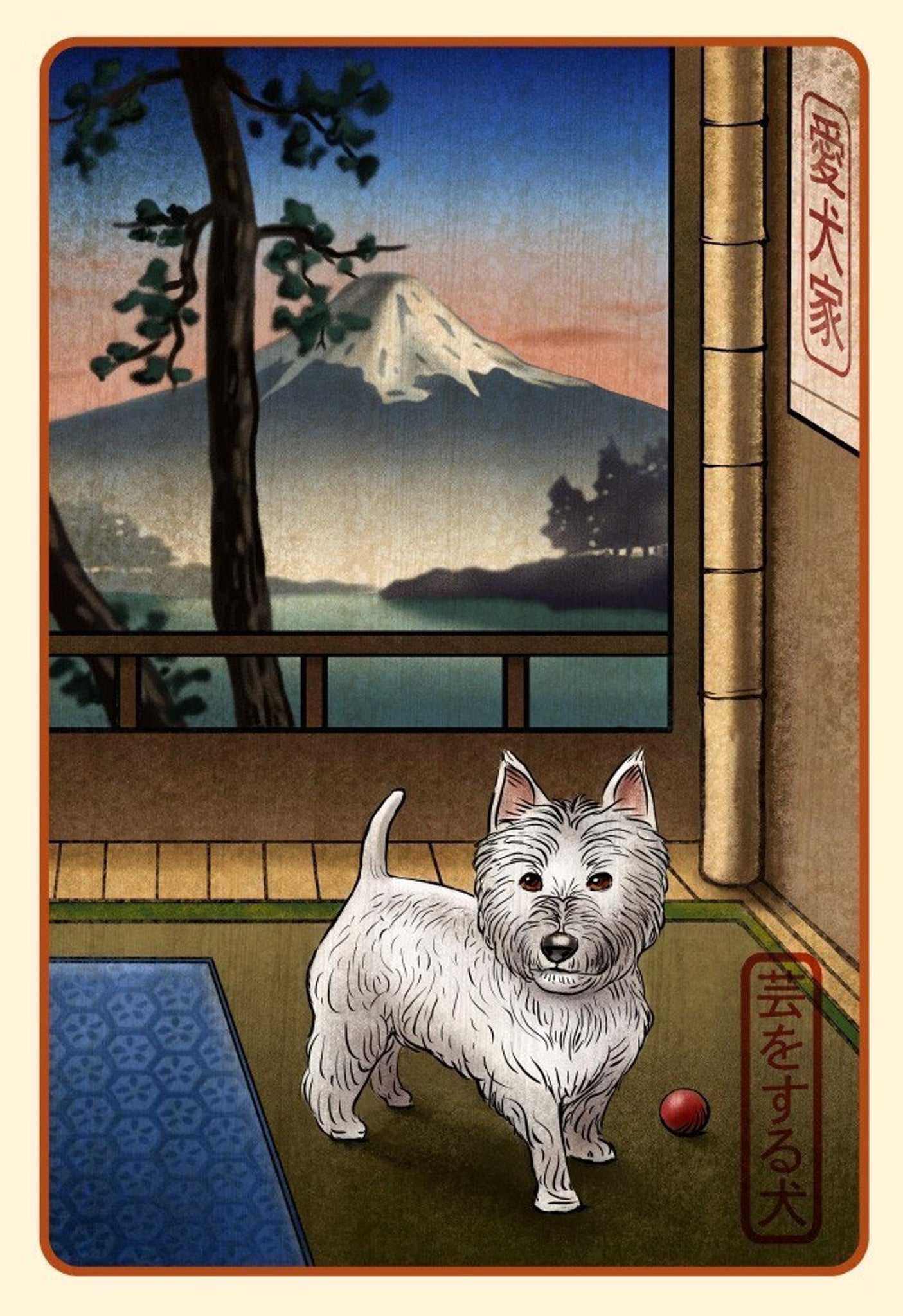 West Highland Terrier Japanese Styled Print