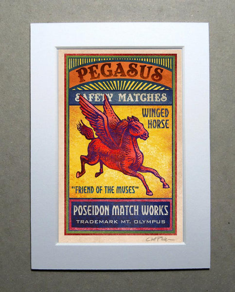 Pegasus Brand 5" x 7" matted Matchbox print