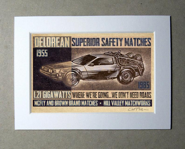 McFly and Brown Brand 5" x 7" matted Matchbox print