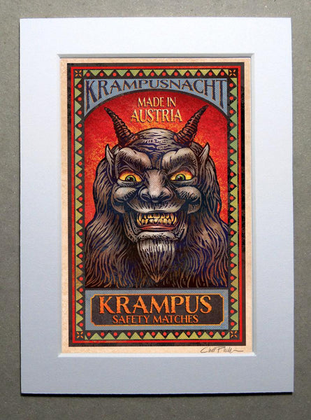 Krampusnacht Brand 5" x 7" matted Matchbox print