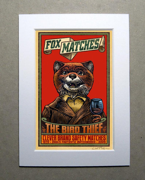 Bird Thief Brand 5" x 7" matted Matchbox print