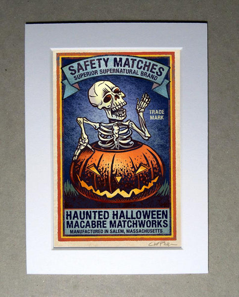 Haunted Halloween Brand 5" x 7" matted Matchbox print