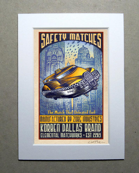 Korben Dallas Brand 5" x 7" matted Matchbox print